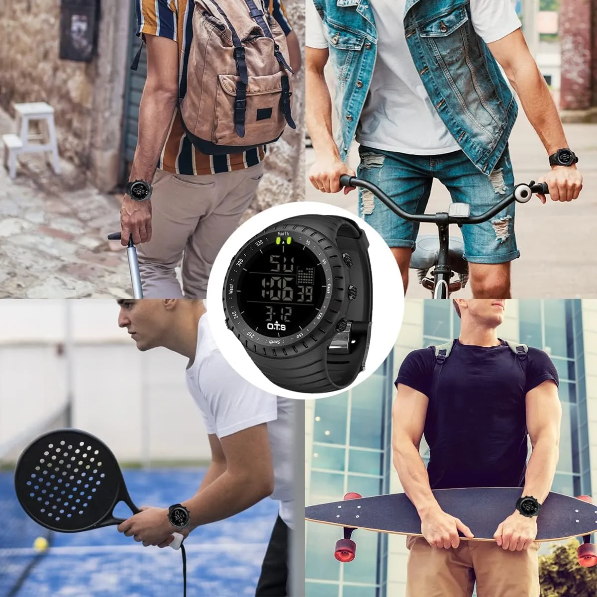 PALADA Men's Digital Sports Watch Waterproof Tactical Watch with LED Backlight Watches for Men