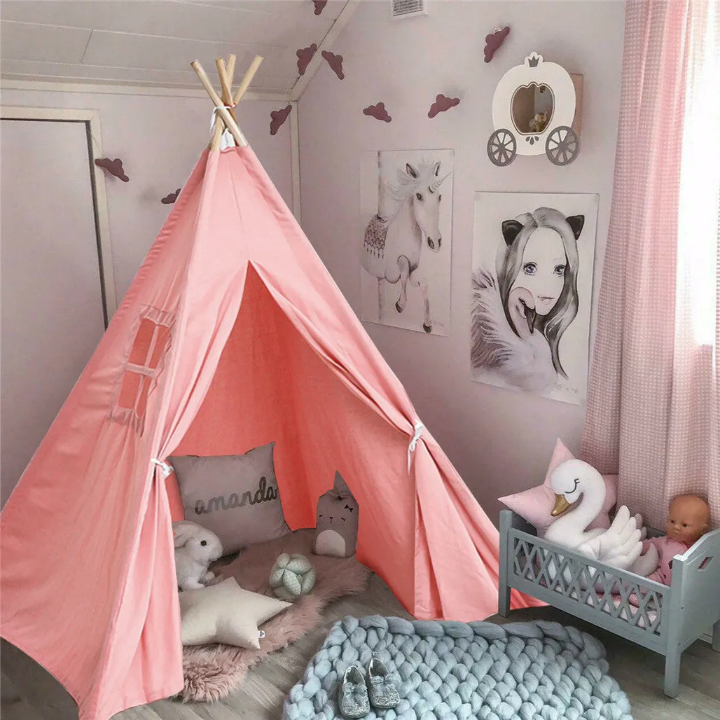 P&P Huge Indian Canvas Teepee Kids Toys House Children Tent for Indoor Outdoor Game