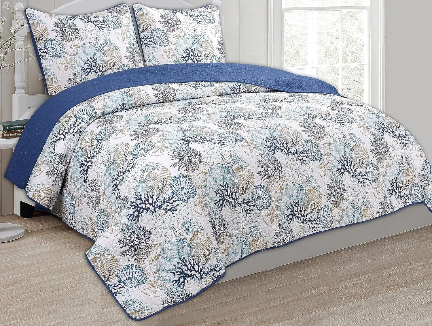 Panama Jack Sea Collection Quilt Set King Blue/White