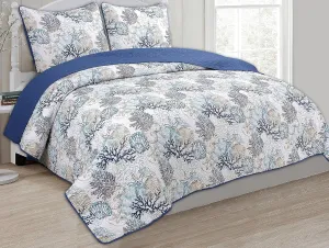 Panama Jack Sea Collection Quilt Set King Blue/White