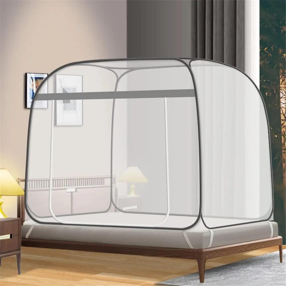 PARFINER Mosquito Net for Patio Bed Tent King Size Portable Mosquito Netting (79 * 72 Inch Grey)