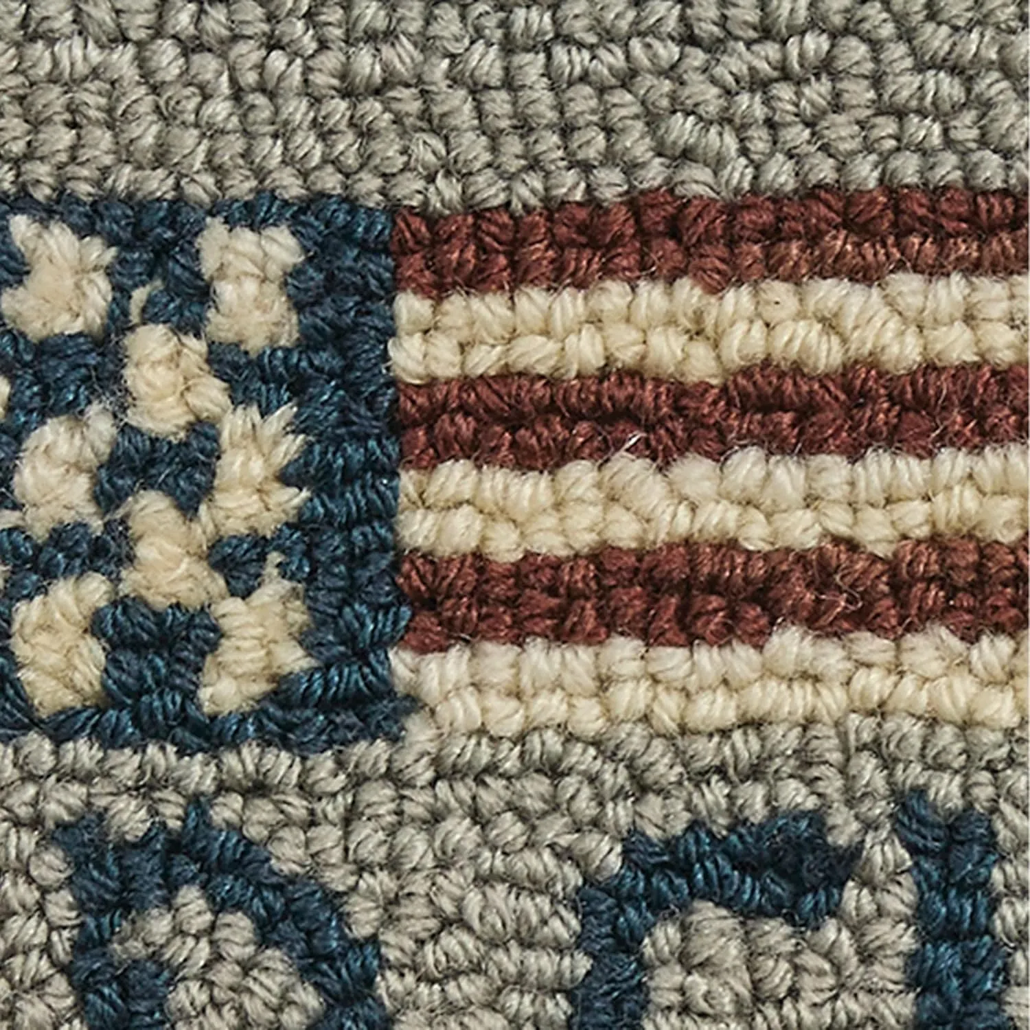 Park Designs Old Glory Hooked Chair Pad | 14.5" Round Chair Pad with Sewn Ties | Americana Folk Art by Teresa Kogut | Handcrafted with Poly Loop Yarn | Rustic Patriotic Chair Cushion