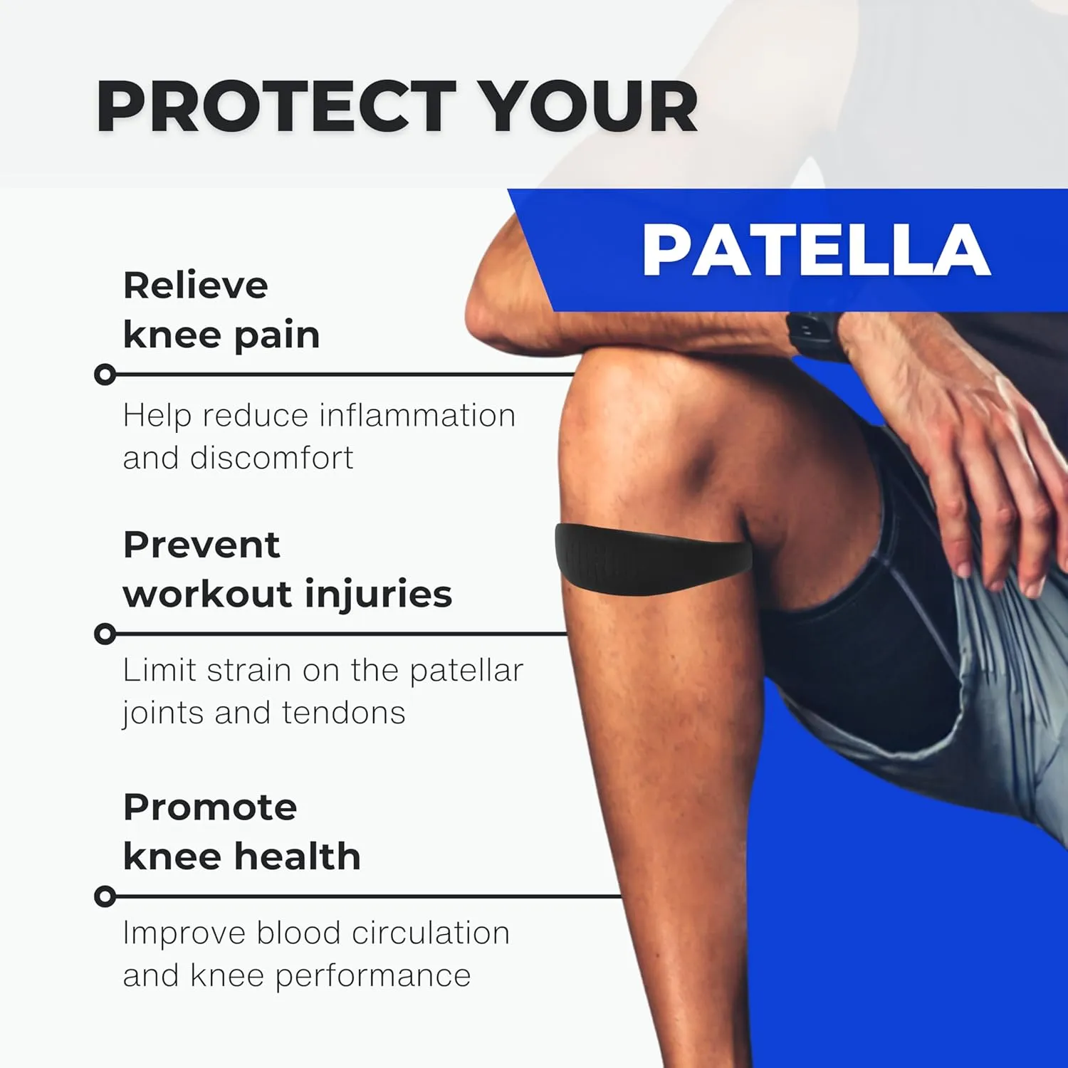 Patella Band - 2 Pack Patellar Tendon Support Strap - Non-Slip Silicone Knee Band for Sports, Running, Basketball, Jumper’s Knee, Tendonitis Knee Strap for Men Women Youth w/Travel Bag (Pink)