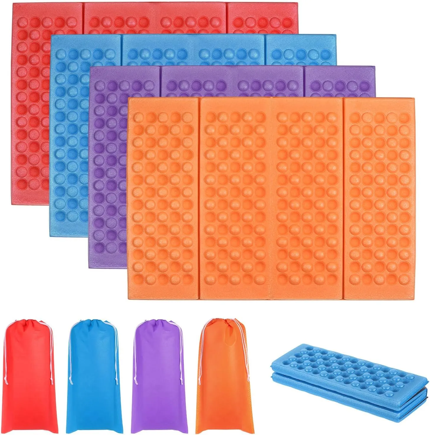 PATIKIL 4 Pack Foldable Cushion Seat Camping Sitting Pad Waterproof XPE Foam Outdoor Sitting Mats with Carry Bag for Picnic Hiking Stadium Travel