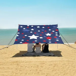Patriotic American Stars Beach Camping Tent Sun Shelter for Whole Family, Beach Shade Canopy with UPF50  UV Protection,Easy Set Up and Carry,Outdoor Shade for Trips, Fishing, Backyard Fun Picni