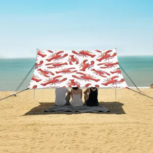 Pattern of Red Lobsters Beach Camping Tent Sun Shelter for Whole Family, Beach Shade Canopy with UPF50  UV Protection,Easy Set Up and Carry,Outdoor Shade for Trips, Fishing, Backyard Fun Picnic
