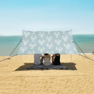 Pattern with Lobsters Beach Camping Tent Sun Shelter for Whole Family, Blue Beach Shade Canopy with UPF50  UV Protection,Easy Set Up and Carry,Outdoor Shade for Trips, Fishing, Backyard Fun Picn