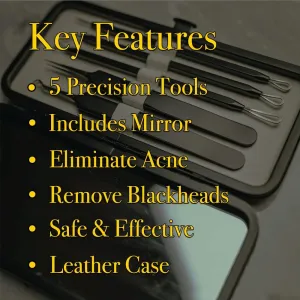 Pete & Pedro Acne & Blackhead Remover Skin Care Tool Set for Men & Women - 5 Piece Pimple Popper Kit   Mirror! | Removal of Whiteheads, Zits, Black Heads, Comedone Extractor | As Seen on Shark Tank