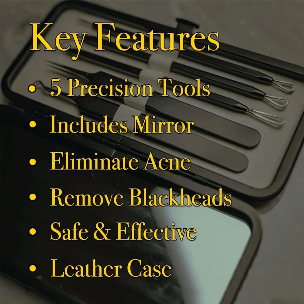 Pete & Pedro Acne & Blackhead Remover Skin Care Tool Set for Men & Women - 5 Piece Pimple Popper Kit   Mirror! | Removal of Whiteheads, Zits, Black Heads, Comedone Extractor | As Seen on Shark Tank