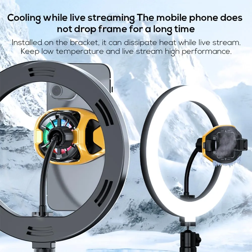 Phone Cooler with M6 Thread Mount-Pro-Grade Live Streaming Semiconductor Cooling,Ultra-Quiet Phone Radiator,360°Heat Dissipation for iPhone & Android,Perfect for Gaming,Live
