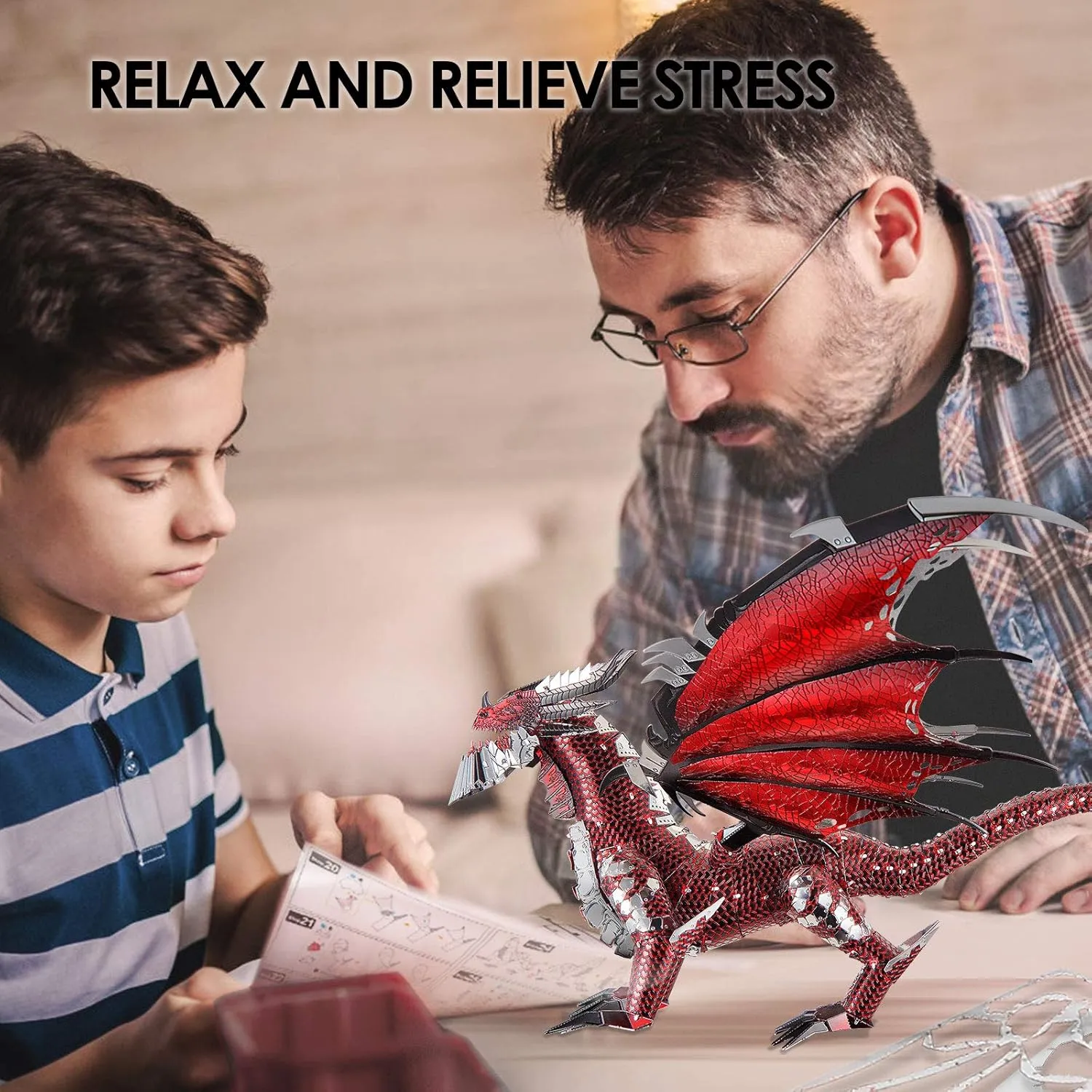 Piececool 3D Metal Model Kits-Black Dragon King, DIY 3D Puzzles for Adults Brain Teaser Puzzles Toys for Teens, Great Birthday New Year Gifts, 107 Pcs