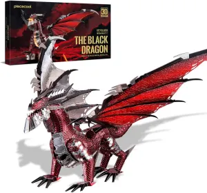 Piececool 3D Metal Model Kits-Black Dragon King, DIY 3D Puzzles for Adults Brain Teaser Puzzles Toys for Teens, Great Birthday New Year Gifts, 107 Pcs