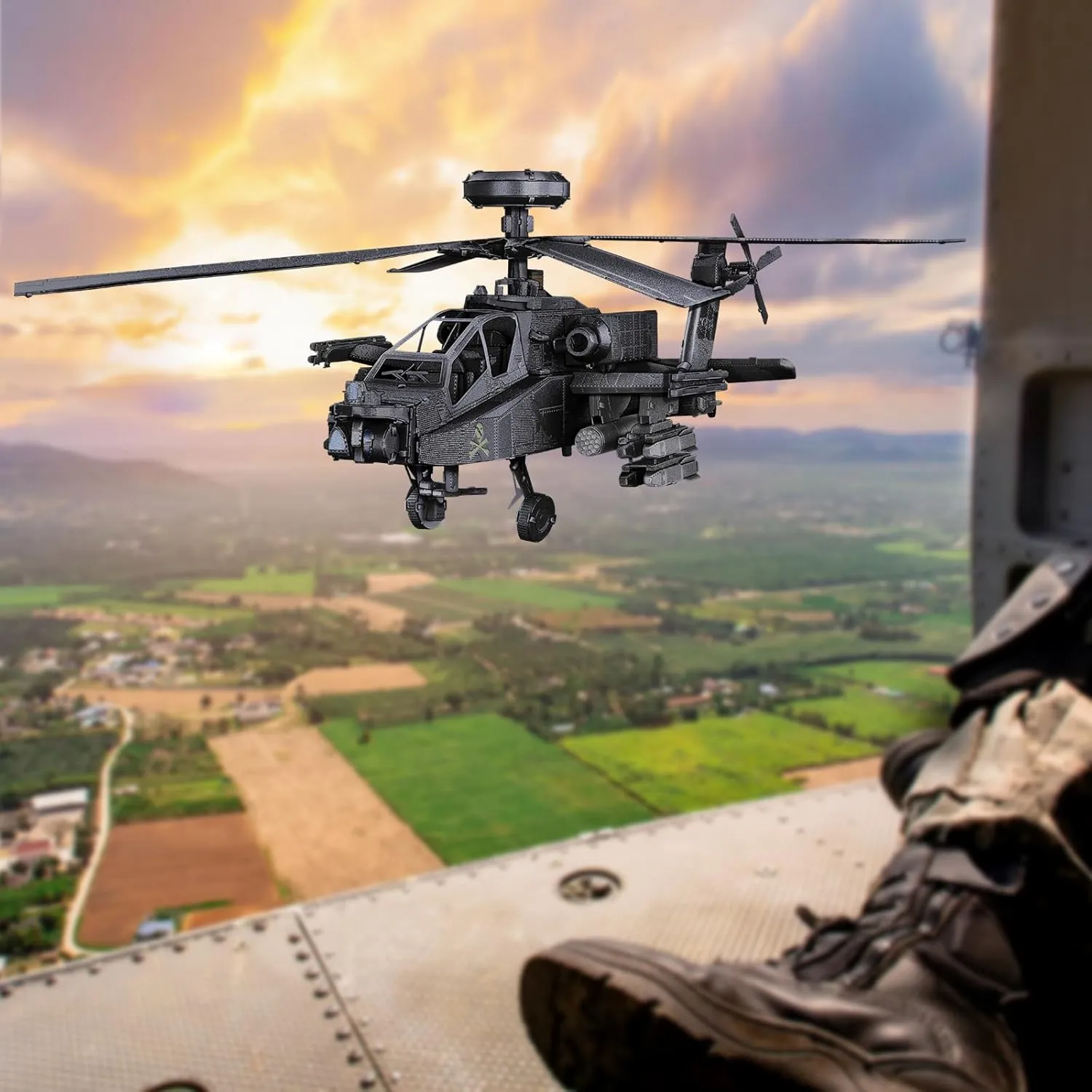 Piececool 3D Metal Model Kits, Military Helicopter Airplane Models Building Kits for Adults and Teens Men Hobbies DIY Brain Teaser Puzzles, Great Birthday Gifts, 145 Pcs
