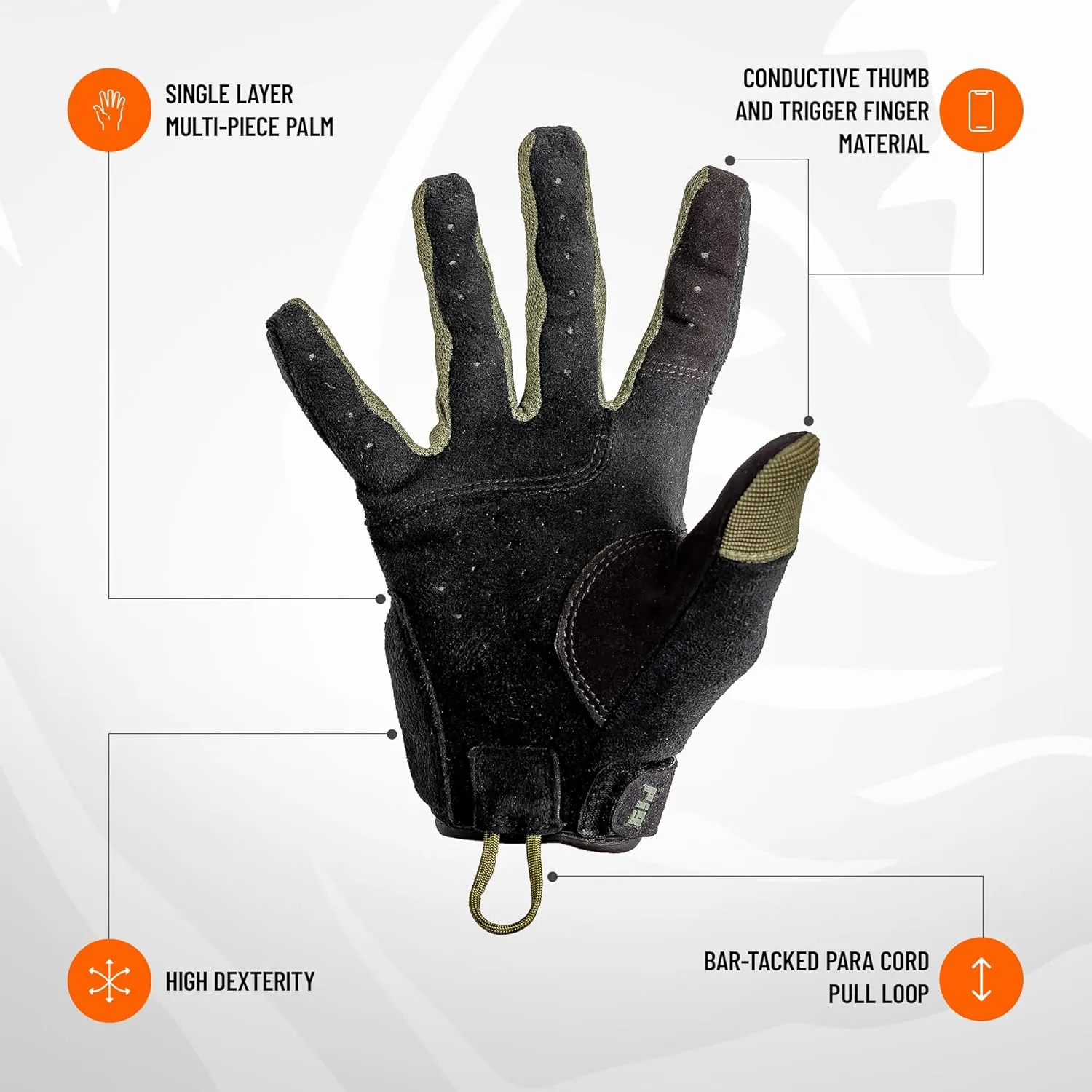 PIG Alpha Full Dexterity Tactical Gloves for Shooting, Touchscreen Compatible, Breathable, 1 Pair