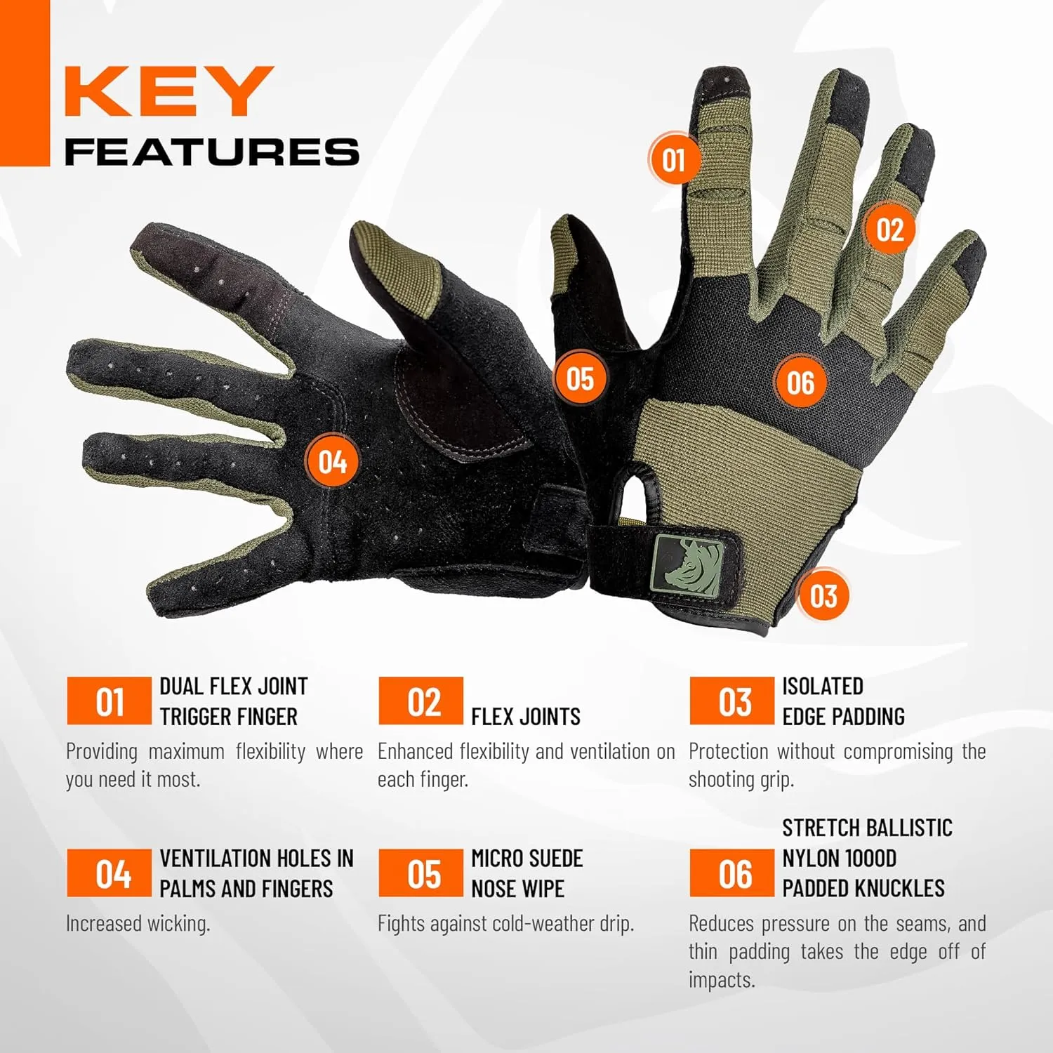 PIG Alpha Full Dexterity Tactical Gloves for Shooting, Touchscreen Compatible, Breathable, 1 Pair