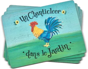 Pimpernel Dans le Jardin Collection Placemats | Set of 4 | Heat Resistant Mats | Cork-Backed Board | Hard Placemat Set for Dining Table | Measures 15.7” x 11.7”