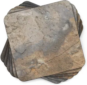 Pimpernel Earth Slate Coasters - Set of 6 Faux Stone Cork Backed Drink Mats with Natural Texture - Heat Resistant Wipe Clean Table Protectors for Coffee Tables Dining Surfaces & Kitchen Countertops