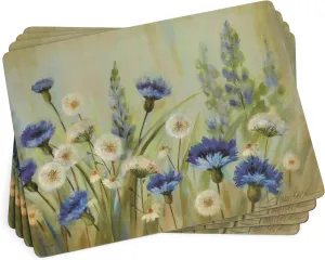 Pimpernel Fleur Des Champs Placemats - Set of 4 Rectangular Cork Backed Table Mats with Wildflower Meadow Design - Heat & Stain Resistant Dining Placemats for Nature-Inspired or Cottagecore Decor