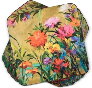 Pimpernel Martha's Choice Floral Coasters - Set of 6 Cork-Backed Drink Mats with Blooming Garden Artwork & Easy Clean Surface - Decorative Table Protectors for Spring & Summer Entertaining