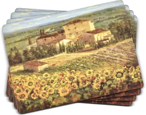 Pimpernel Tuscany Placemats - Set of 4 Rectangular Cork Backed Dining Mats with Italian Countryside Design - Heat & Stain Resistant Table Mats for Indoor or Outdoor Meals & Rustic Decor Accents