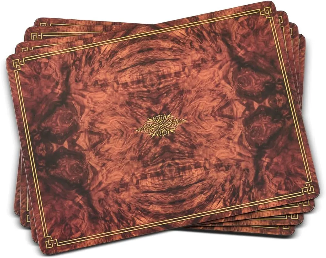 Pimpernel Walnut Burlap Placemats - Set of 4 (15.7” x 11.7”), Cork, Stylish Rustic Design, Ideal for Dining & Table Protection, Easy to Clean, Great for Any Occasion - Heat & Stain Resistant