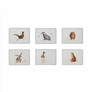 Pimpernel Wrendale Designs Assorted Animal Motif Placemats, Set of 6 - Cork Backed Table Mats with 5mm Thick Board, Heat Resistant to 212°F, Stain Resistant Dining Tableware for Kitchen/Dining Room