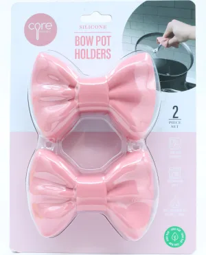 Pink Bow Silicone Potholder Set