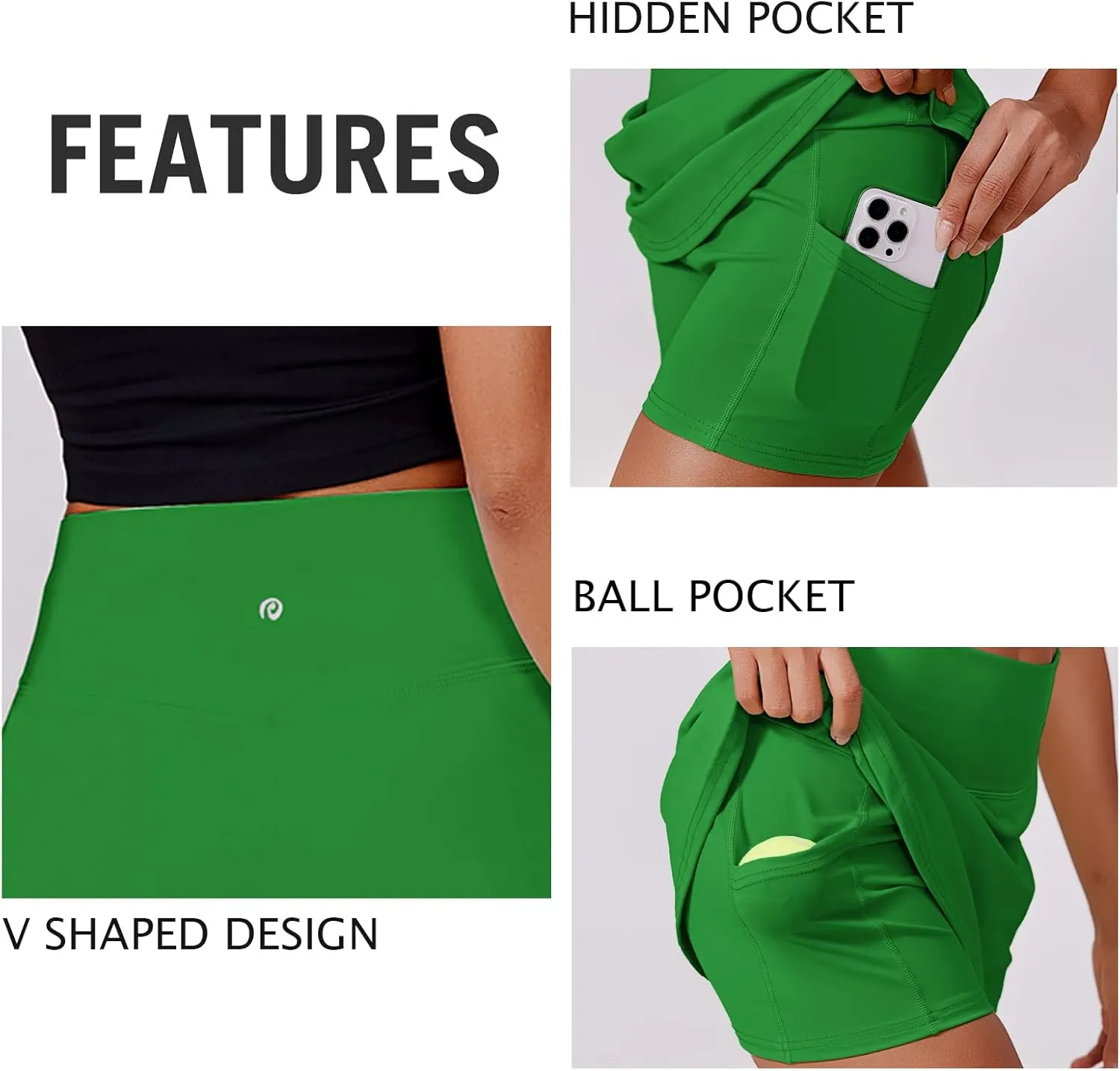 PINSPARK Womens Tennis Skirt High Waisted Golf Skort with 2 Pockets Stretchy Athletic Skirts for Workout Pickleball Running