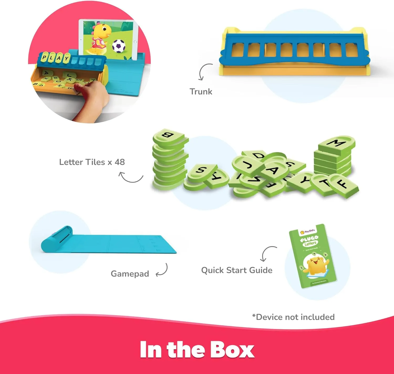 PlayShifu Educational Word Game-Plugo Letters Kit App with 9 Learning Games, STEM Toy Gifts for Kids Age 4-10 , Spellings & Grammar 48 Alphabet Tiles Works with tabs/mobiles(Packaging May Vary)