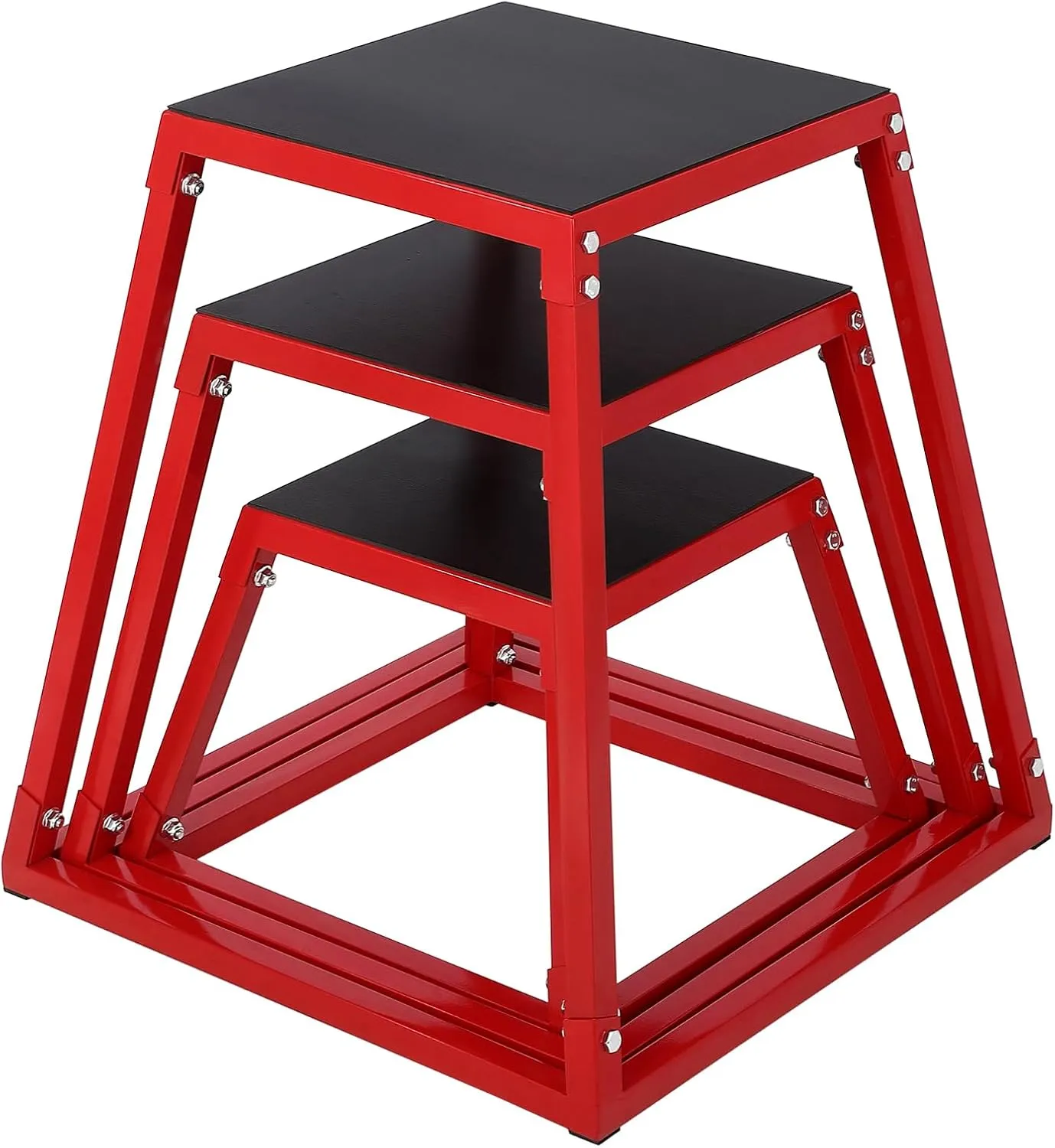 Plyometric Jump Box, Heavy-Duty Steel Plyo Boxes with Rubber Pad for Home Gym, Jump Platforms Step Up Box, Jump Trainers Conditioning Strength Training