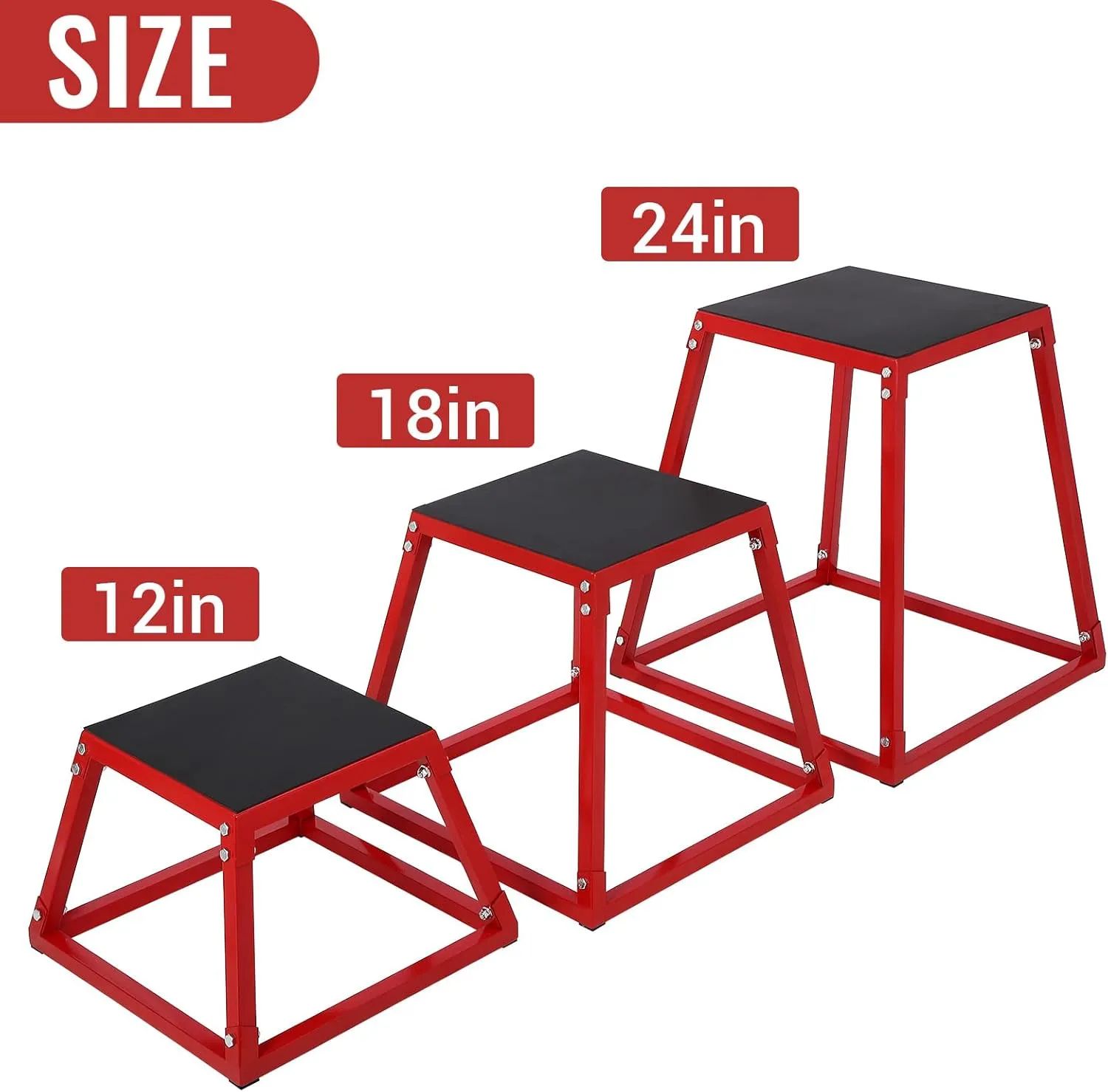 Plyometric Jump Box, Heavy-Duty Steel Plyo Boxes with Rubber Pad for Home Gym, Jump Platforms Step Up Box, Jump Trainers Conditioning Strength Training