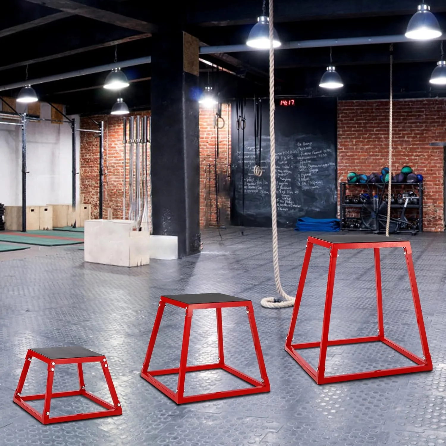Plyometric Jump Box, Heavy-Duty Steel Plyo Boxes with Rubber Pad for Home Gym, Jump Platforms Step Up Box, Jump Trainers Conditioning Strength Training