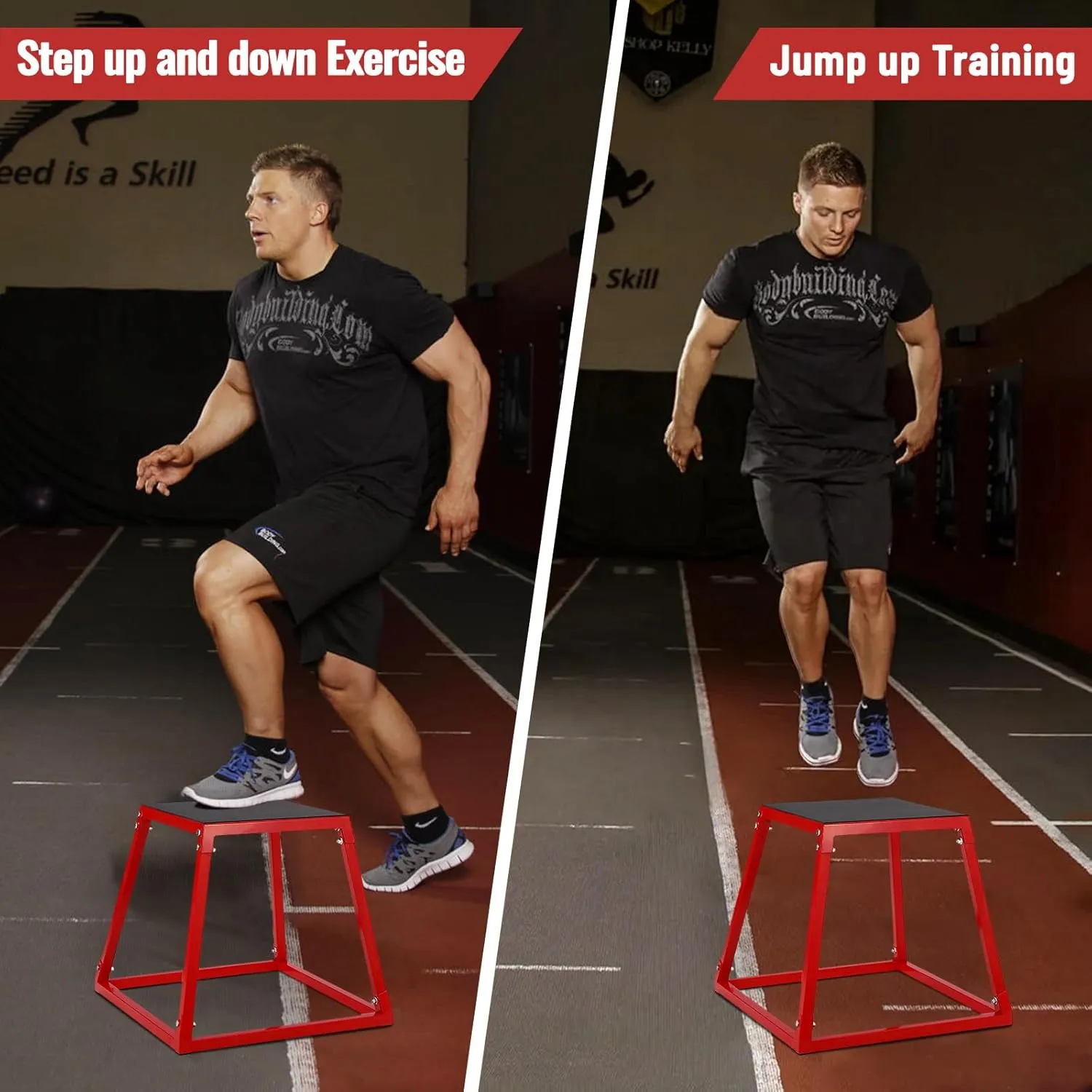 Plyometric Jump Box, Heavy-Duty Steel Plyo Boxes with Rubber Pad for Home Gym, Jump Platforms Step Up Box, Jump Trainers Conditioning Strength Training