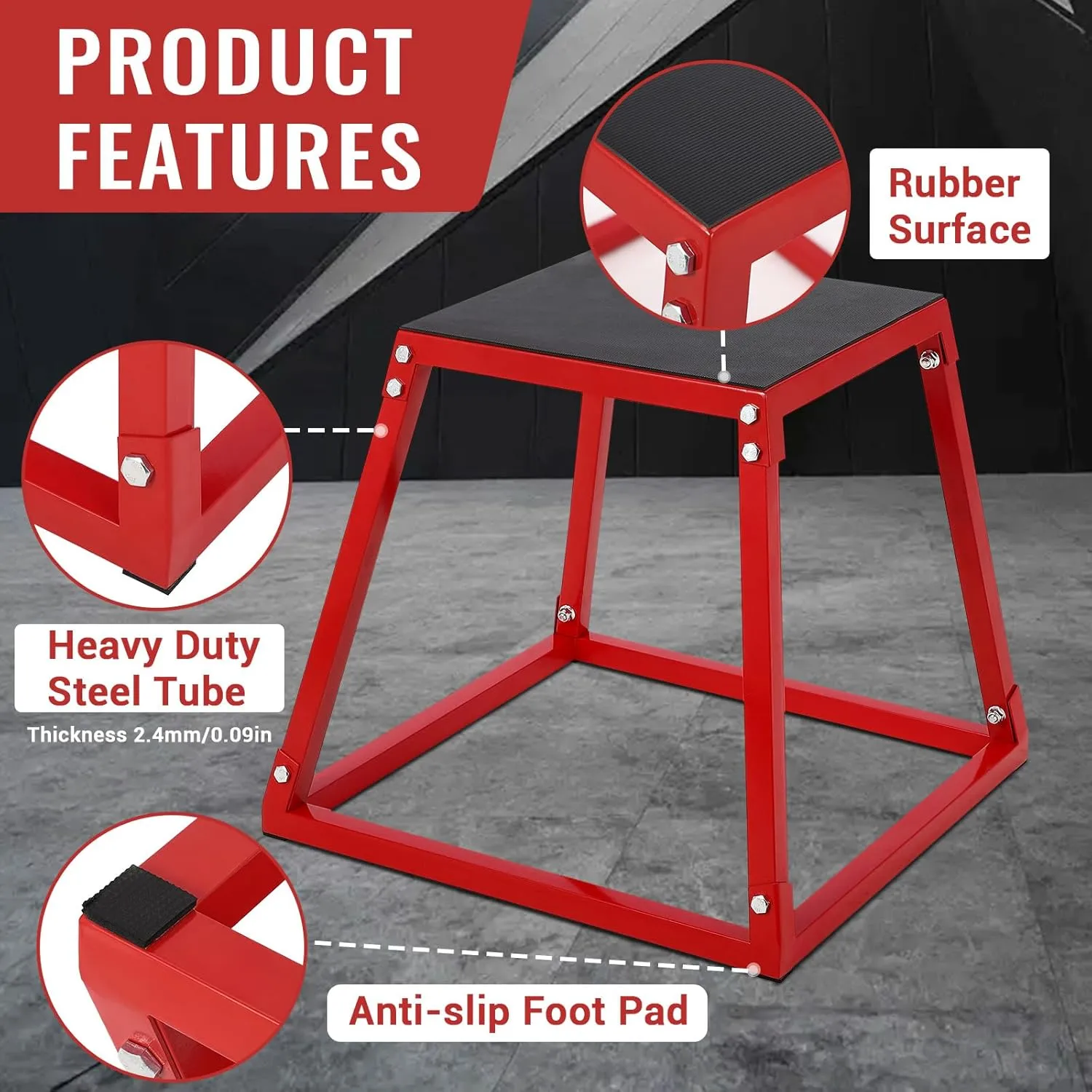 Plyometric Jump Box, Heavy-Duty Steel Plyo Boxes with Rubber Pad for Home Gym, Jump Platforms Step Up Box, Jump Trainers Conditioning Strength Training
