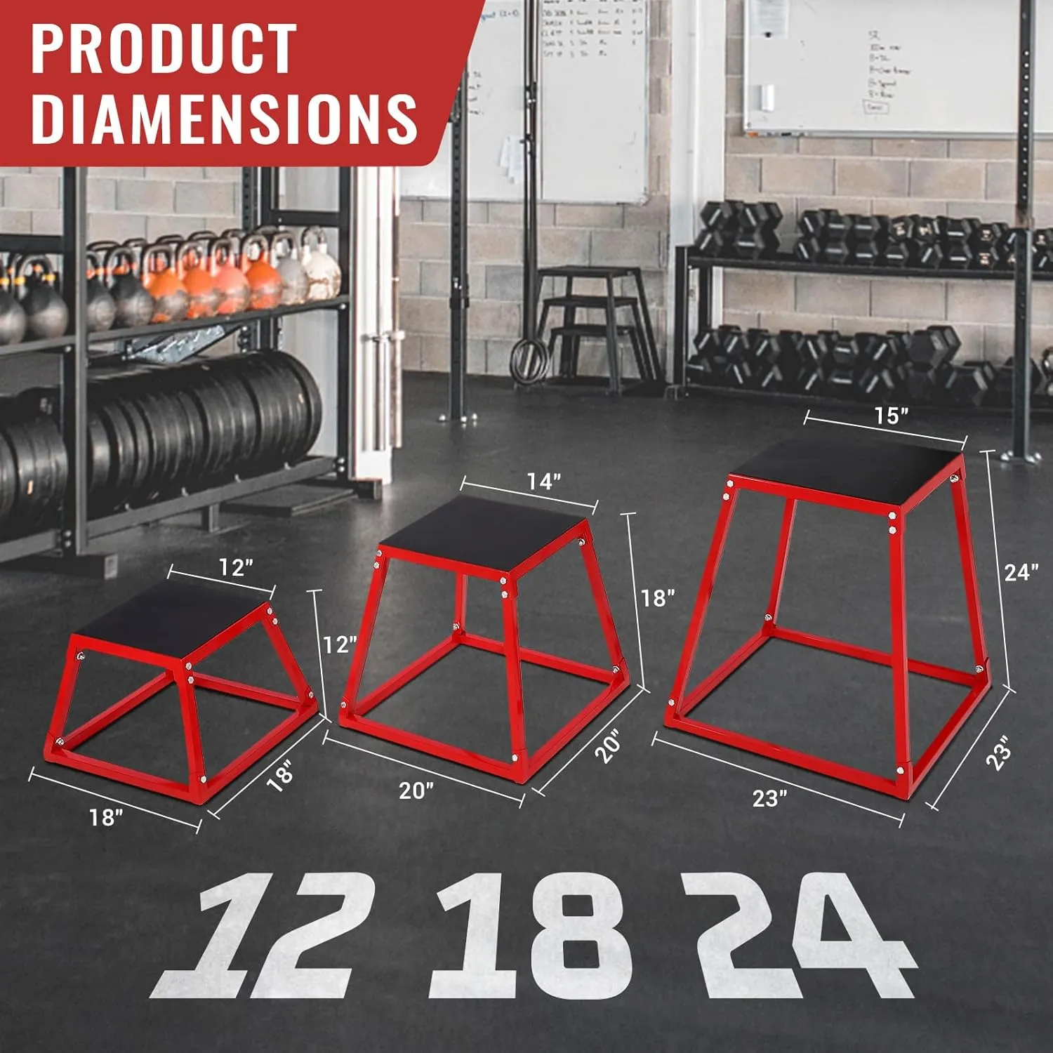 Plyometric Jump Box, Heavy-Duty Steel Plyo Boxes with Rubber Pad for Home Gym, Jump Platforms Step Up Box, Jump Trainers Conditioning Strength Training