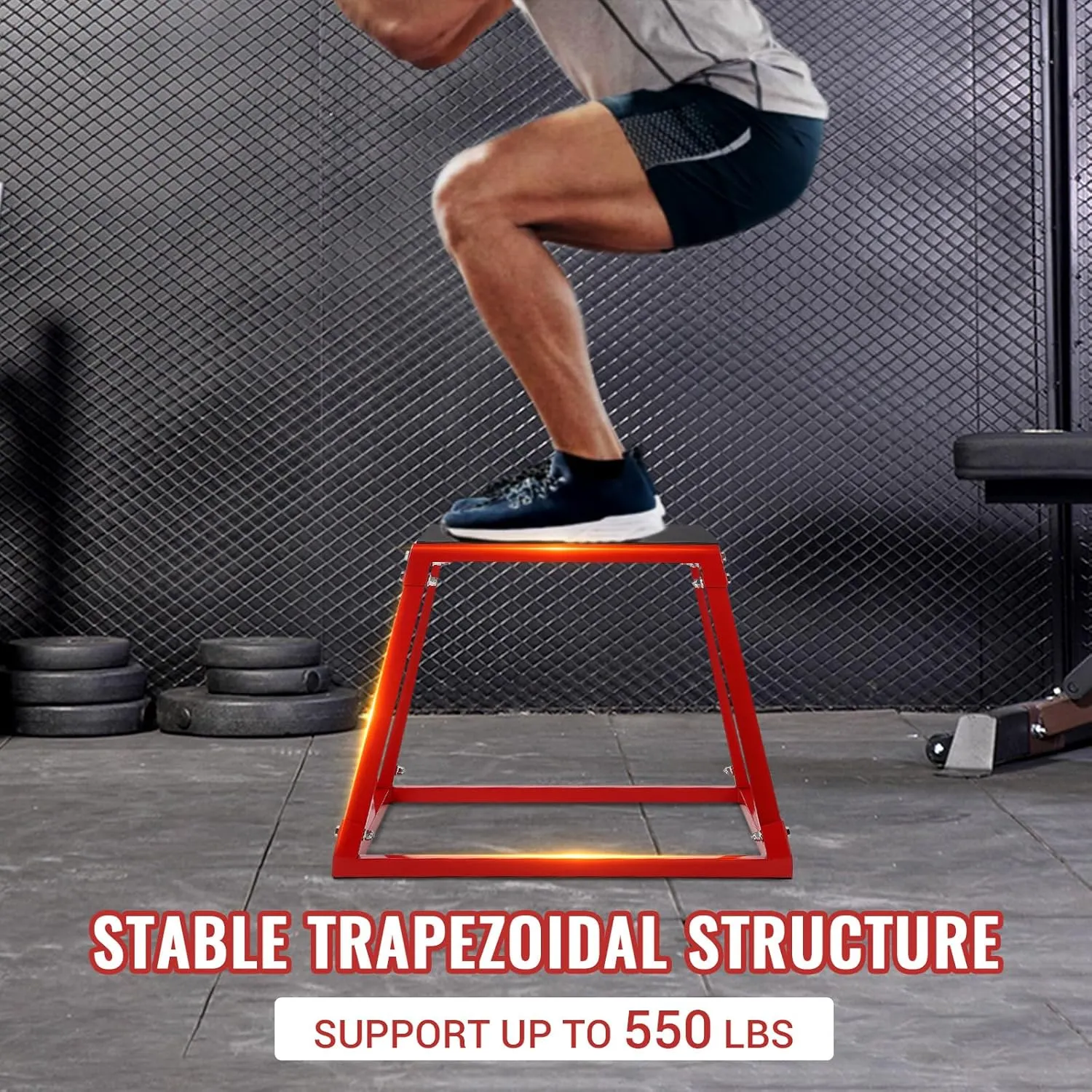 Plyometric Jump Box, Heavy-Duty Steel Plyo Boxes with Rubber Pad for Home Gym, Jump Platforms Step Up Box, Jump Trainers Conditioning Strength Training