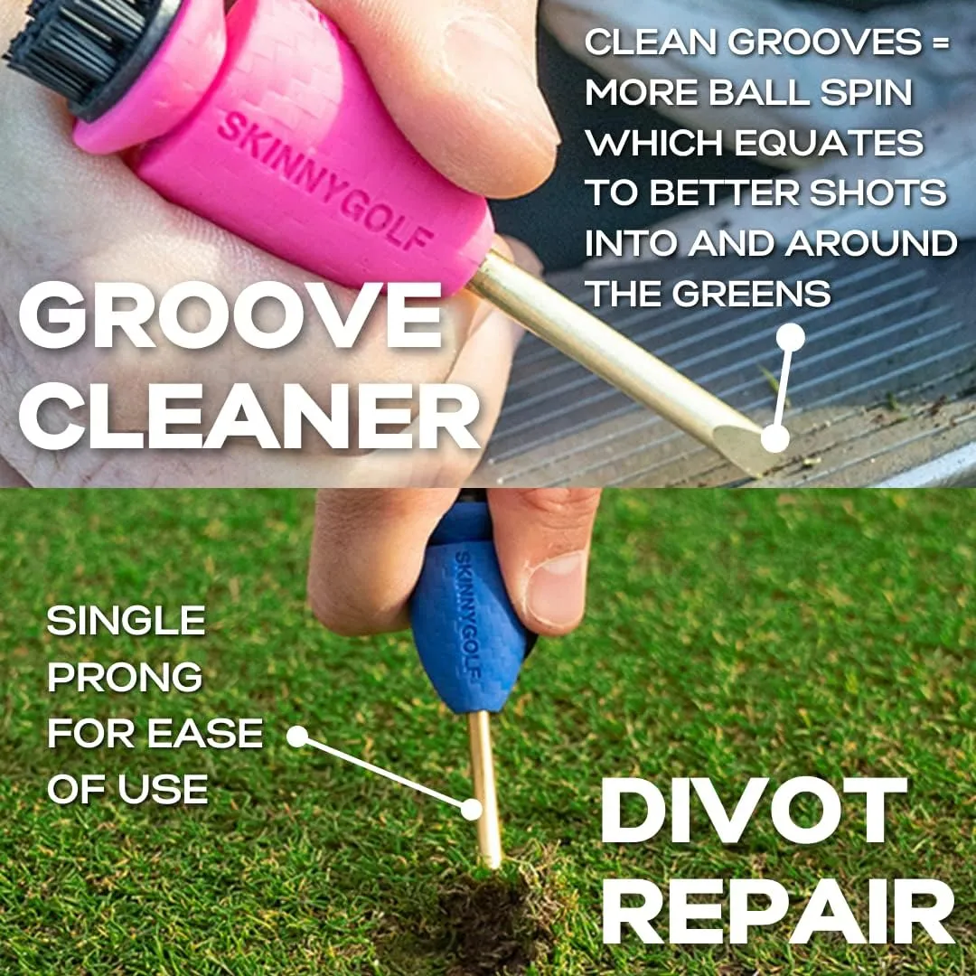 Pocket Caddie | The Ultimate 4-in-1 Golf Tool | with Scrub Brush, Brass Tip Groove Cleaner, Divot Repair & Ball Marker | Fits Easily in Your Pocket | Holds Any Ball Marker