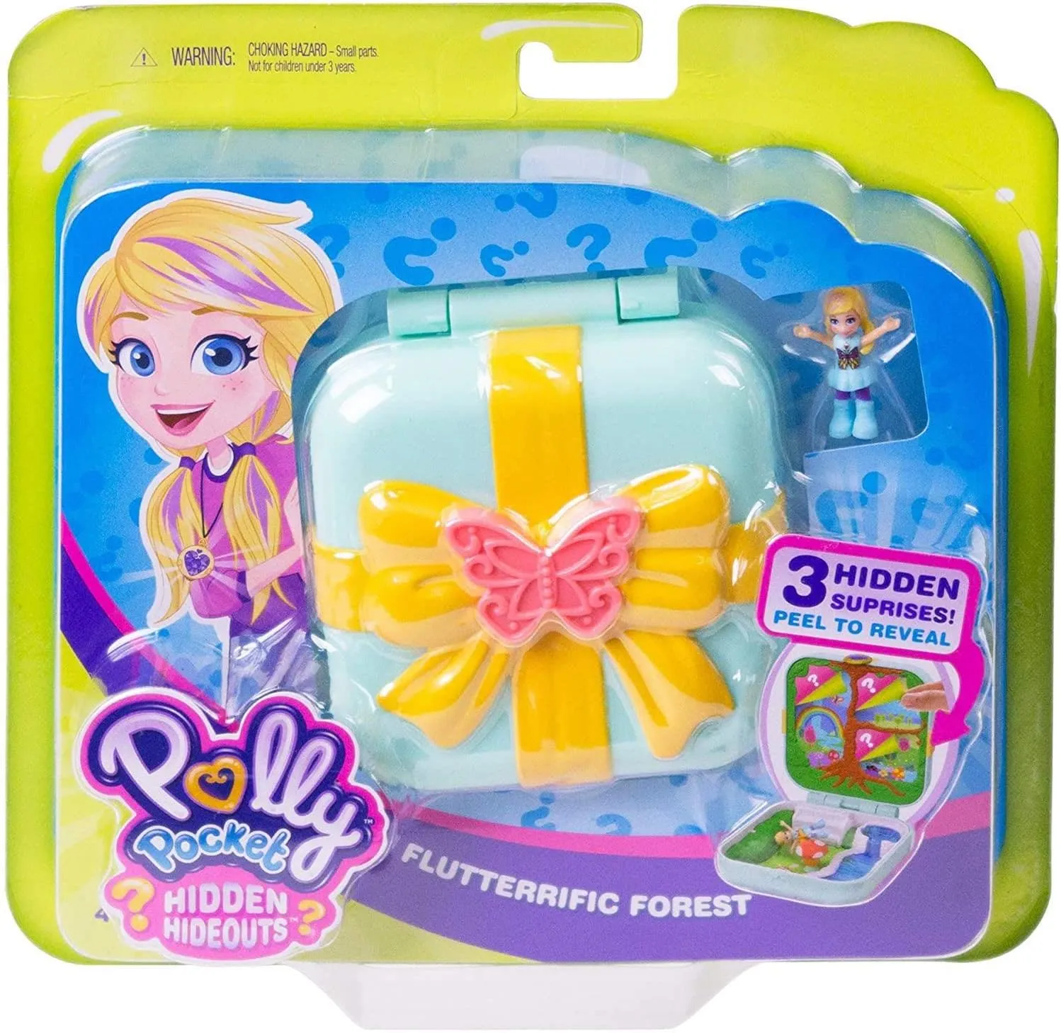 Pocket Hidden Hideouts Flutterrific Forest Compact with Fairy Forest-Themed Punch Out Paper Featuring 3 Hidden Reveals, 3 Accessories, 1 Micro Polly Doll & Sticker Sheet, Ages 4 and Older