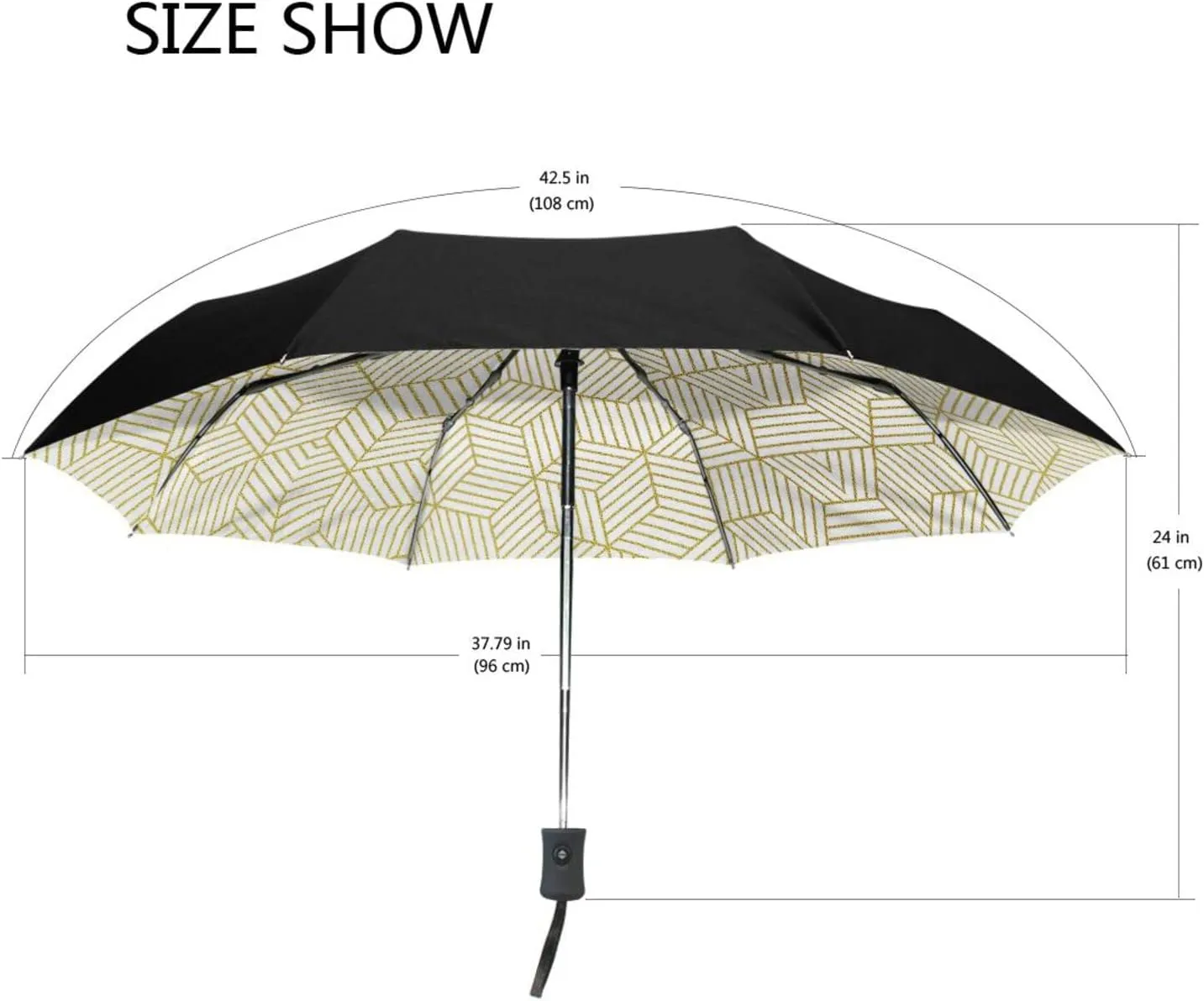 Poeticcity Automatic Folding UPF 50  Anti-UV Rain Umbrella, Auto Open/Close 3 Folds Sun Parasol Canopy Windproof Compact Travel Umbrella