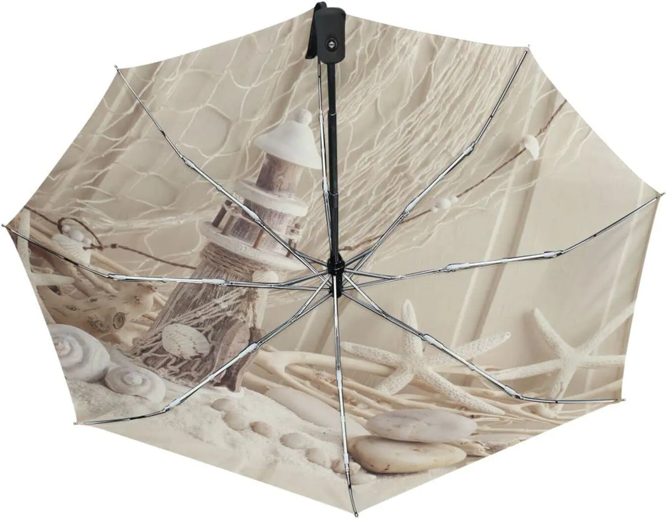 Poeticcity Automatic Folding UPF 50  Anti-UV Rain Umbrella, Auto Open/Close 3 Folds Sun Parasol Canopy Windproof Compact Travel Umbrella
