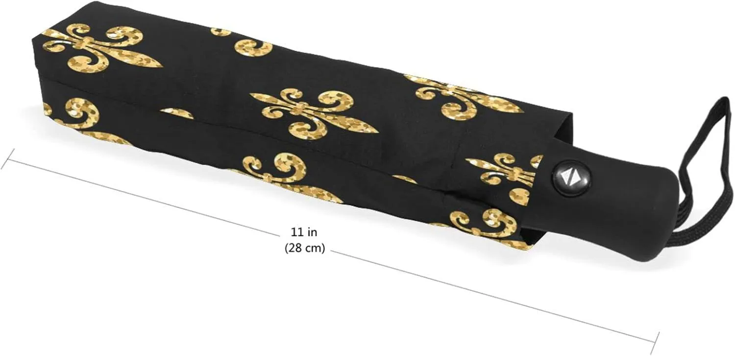 Poeticcity Automatic Folding UPF 50  Anti-UV Rain Umbrella, Auto Open/Close 3 Folds Sun Parasol Canopy Windproof Compact Travel Umbrella