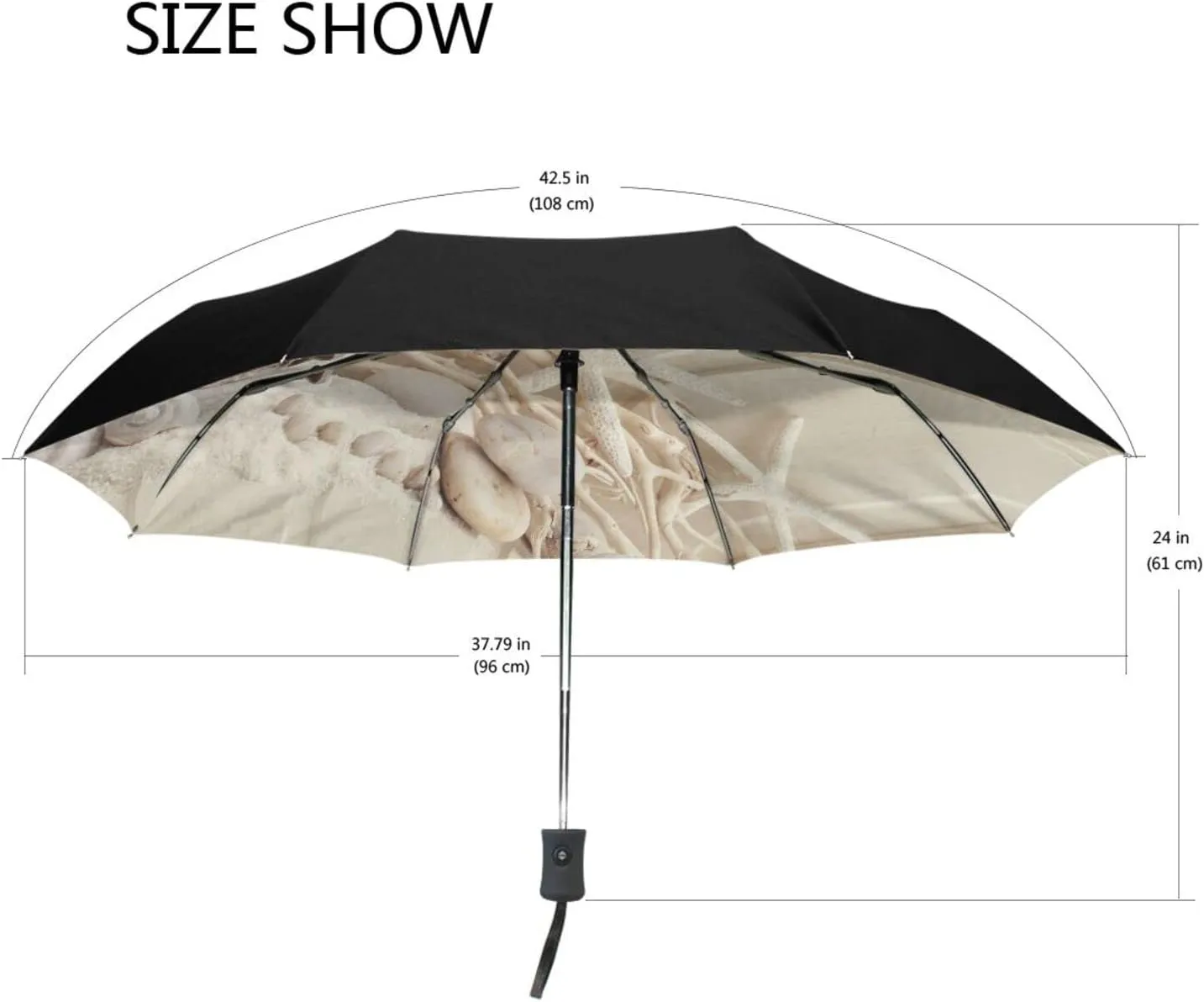 Poeticcity Automatic Folding UPF 50  Anti-UV Rain Umbrella, Auto Open/Close 3 Folds Sun Parasol Canopy Windproof Compact Travel Umbrella