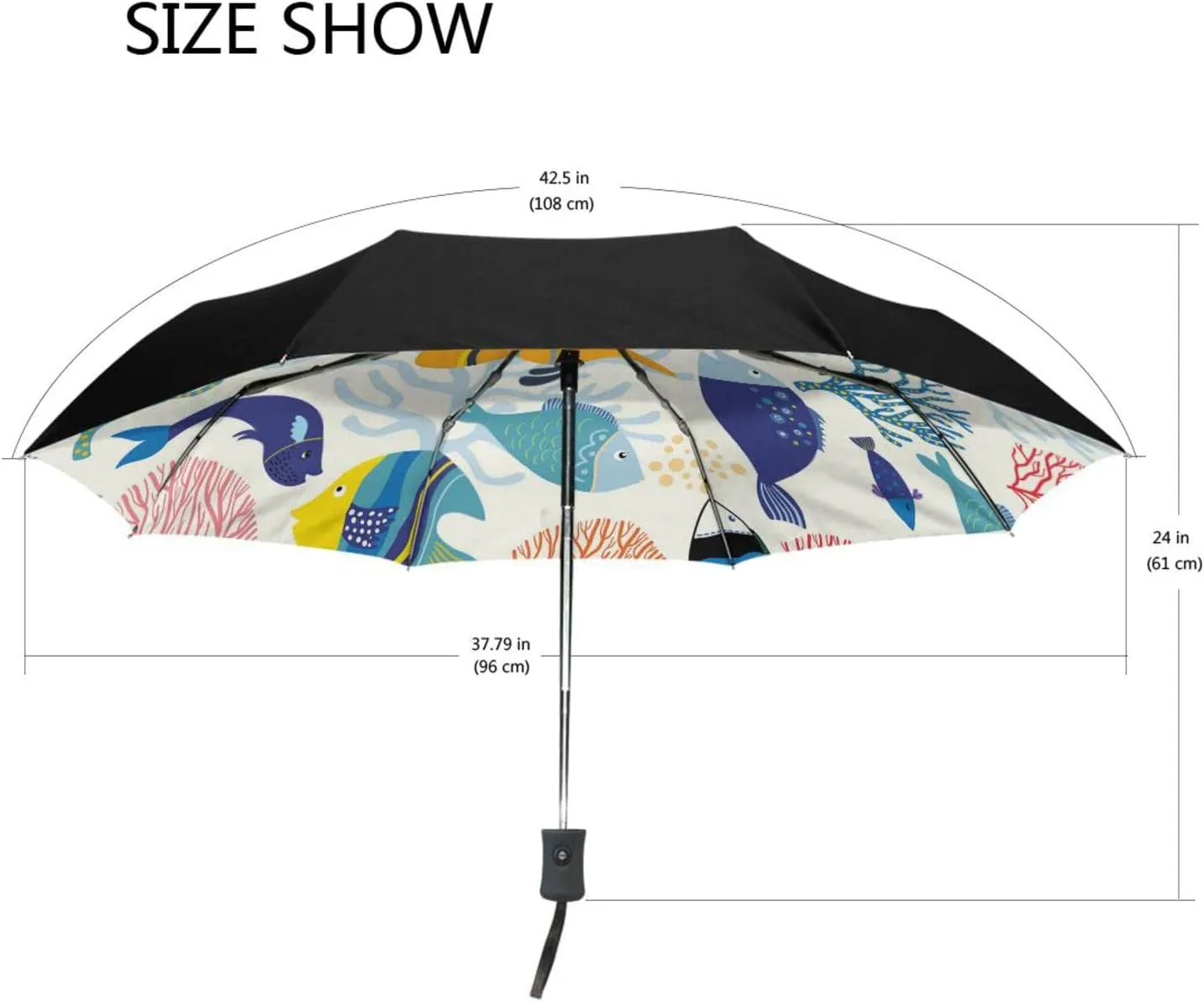 Poeticcity Automatic Folding UPF 50  Anti-UV Rain Umbrella, Auto Open/Close 3 Folds Sun Parasol Canopy Windproof Compact Travel Umbrella
