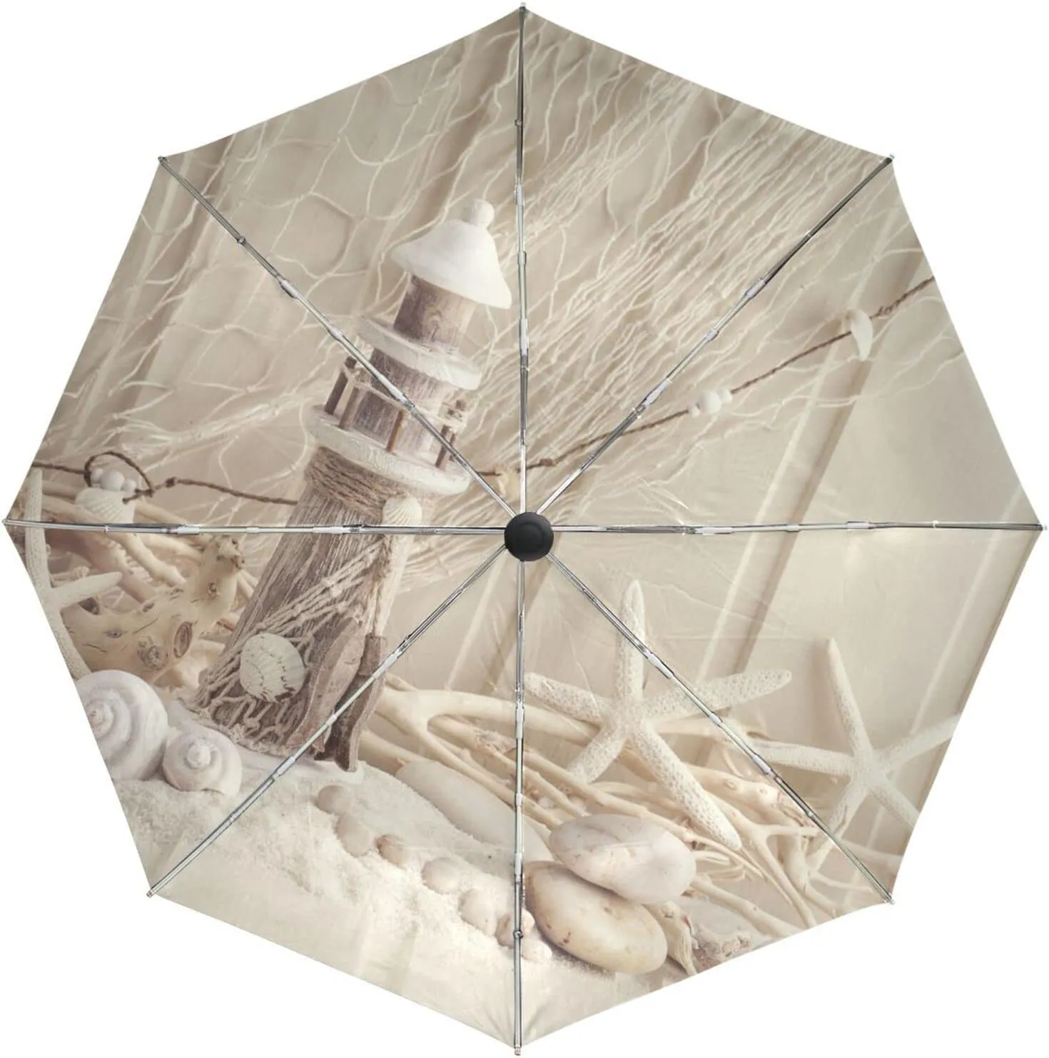 Poeticcity Automatic Folding UPF 50  Anti-UV Rain Umbrella, Auto Open/Close 3 Folds Sun Parasol Canopy Windproof Compact Travel Umbrella