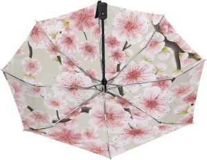 Poeticcity Automatic Folding UPF 50  Anti-UV Rain Umbrella, Auto Open/Close 3 Folds Sun Parasol Canopy Windproof Compact Travel Umbrella