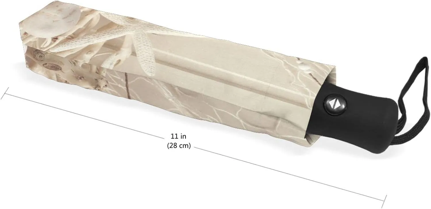 Poeticcity Automatic Folding UPF 50  Anti-UV Rain Umbrella, Auto Open/Close 3 Folds Sun Parasol Canopy Windproof Compact Travel Umbrella
