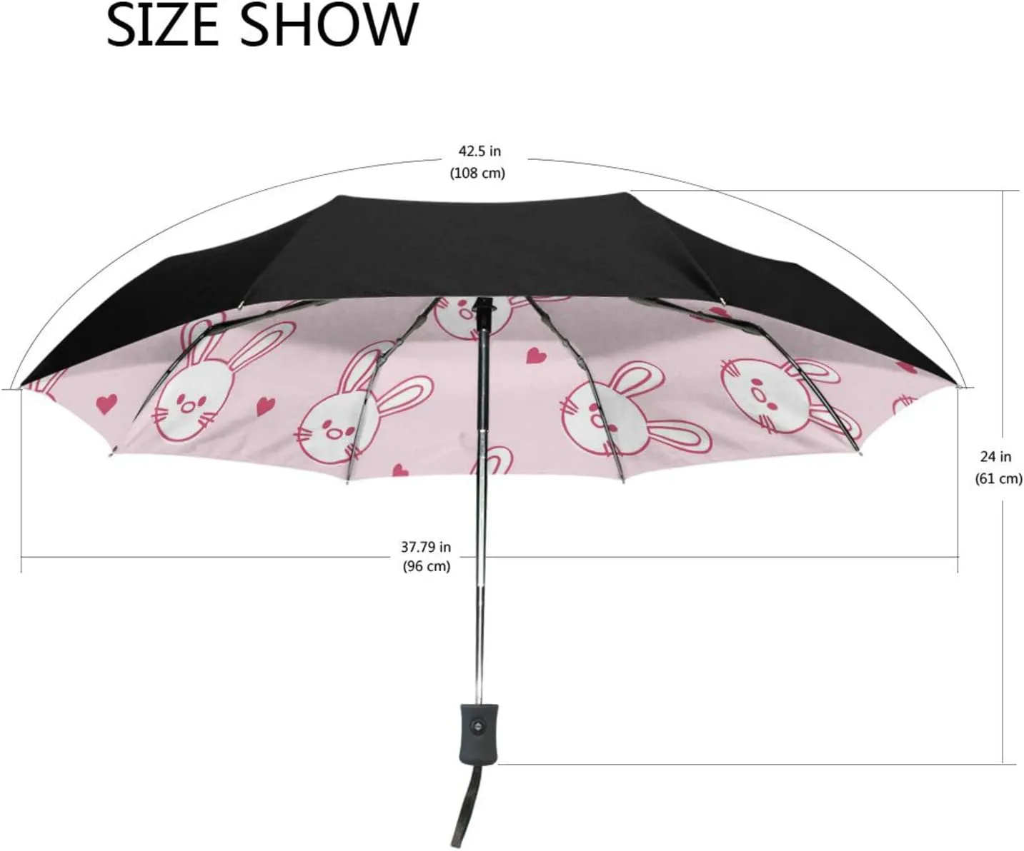 Poeticcity Automatic Folding UPF 50  Anti-UV Rain Umbrella, Auto Open/Close 3 Folds Sun Parasol Canopy Windproof Compact Travel Umbrella