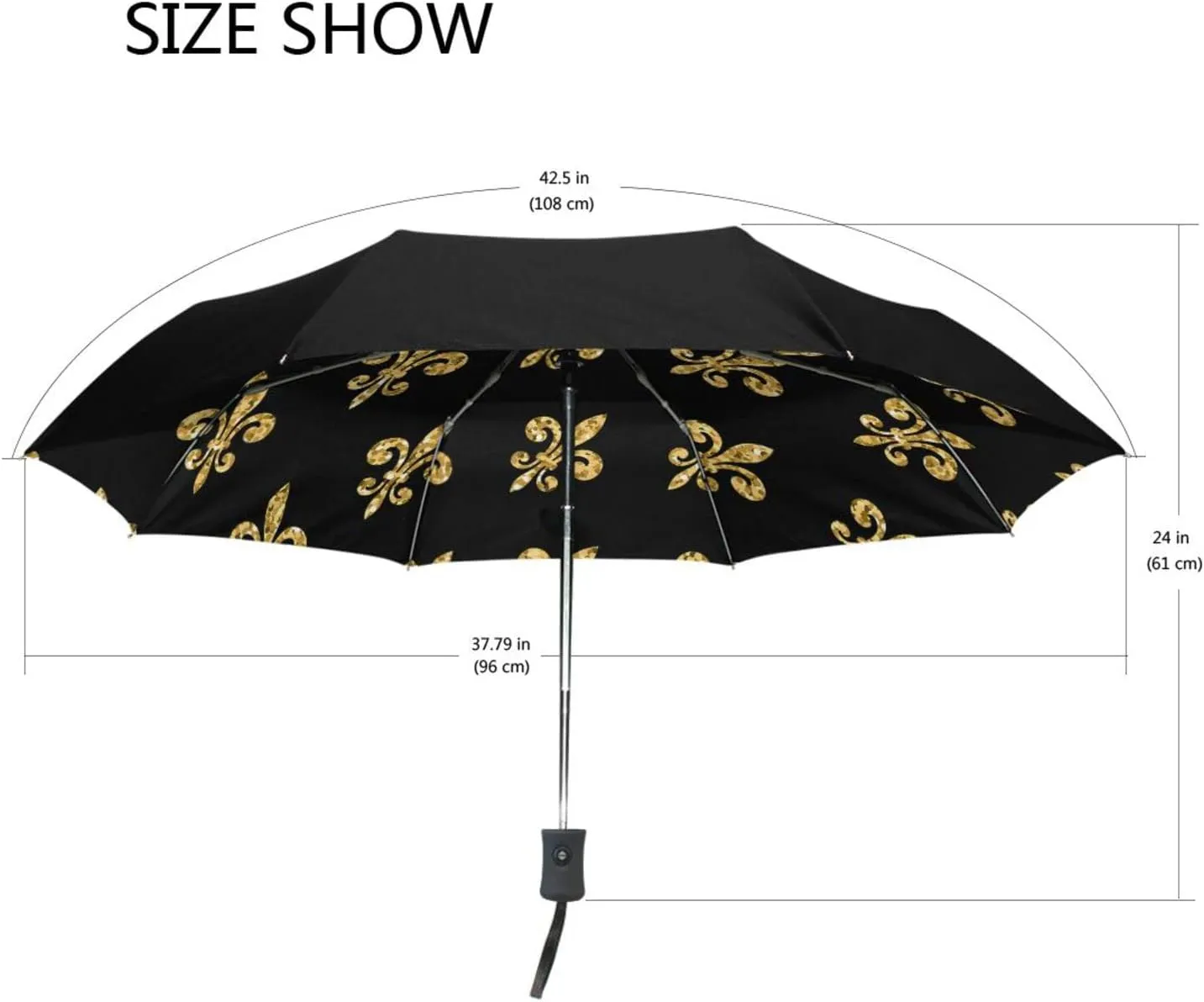 Poeticcity Automatic Folding UPF 50  Anti-UV Rain Umbrella, Auto Open/Close 3 Folds Sun Parasol Canopy Windproof Compact Travel Umbrella