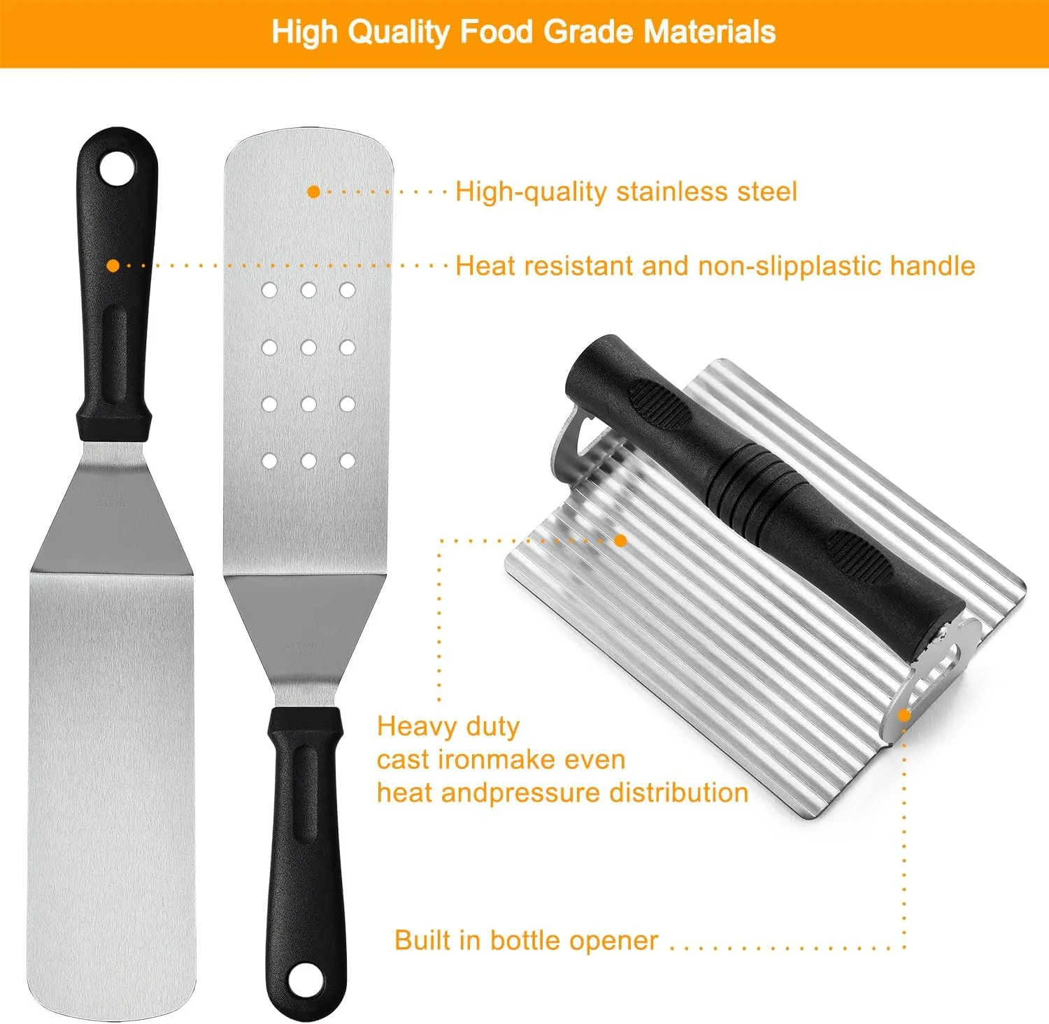 POLIGO 28PCS Griddle Accessories Kit, Flat Top Grill Accessories Set for Camp Chef, Grill Spatula Set with Enlarged Spatulas, Basting Cover, Scraper for Cooking Indoor or Outdoor Barbecue