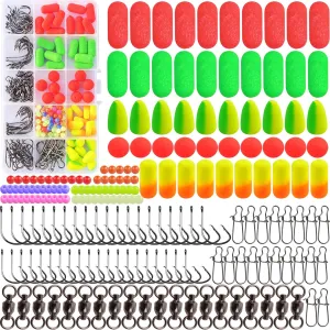 Pompano Rigs Making Kit Surf Fishing Rig Saltwater Fishing Accessories Bottom Rig Parts Pompano Snell Floats Fishing Beads Circle Hooks Fishing Swivels Duo Lock Snaps Pompano Rigs for Surf Fishing